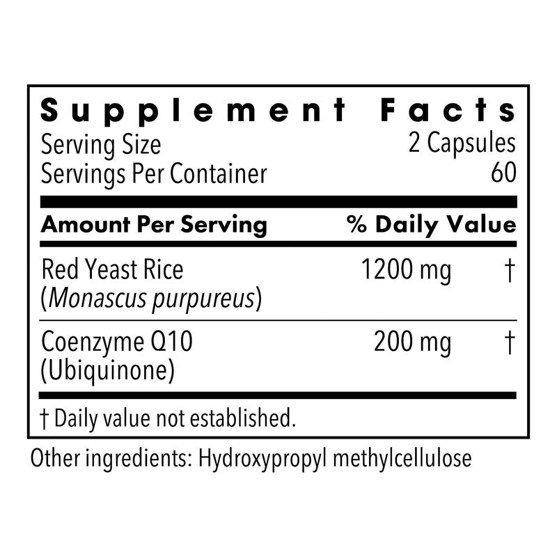 Metabolic Maintenance Red Yeast Rice with CoQ10 - Provides Energy Production + Cardiovascular Health Support - Co Enzyme Q-10 + Red Yeast Rice Antioxidant Supplement (120 Capsules)