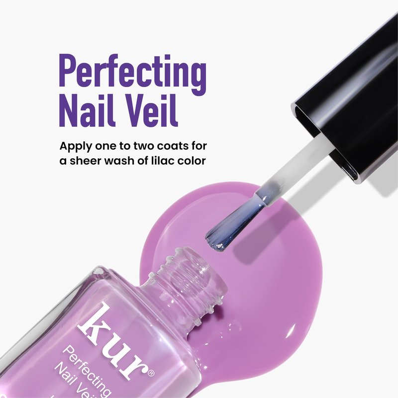 LONDONTOWN Violet Vibes Nail Polish Set - Perfecting Nail Veil #9, Sheer Lilac Tint, .40fl oz, with Bottle Service Polish Holder and Roll & Glow Cuticle Oil, Passionfruit for Dry Cracked Cuticle Care