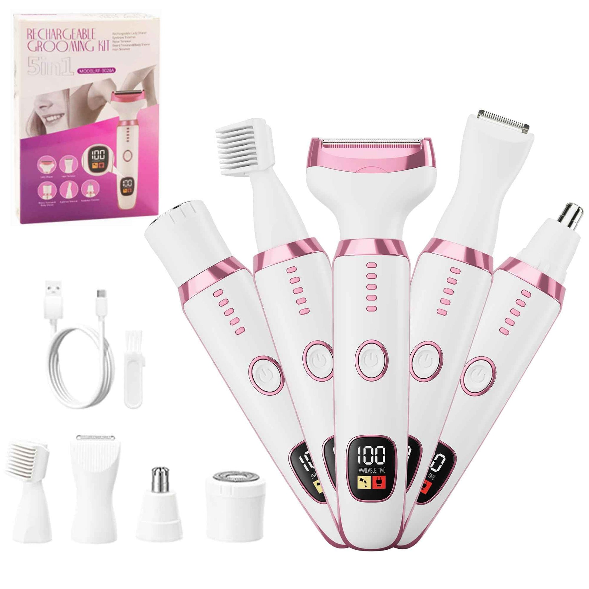 RUIM Electric Razor for Women, 5-in-1 Painless Wet & Dry Facial Hair Remover & Shaver for Face, Body, Bikini Line