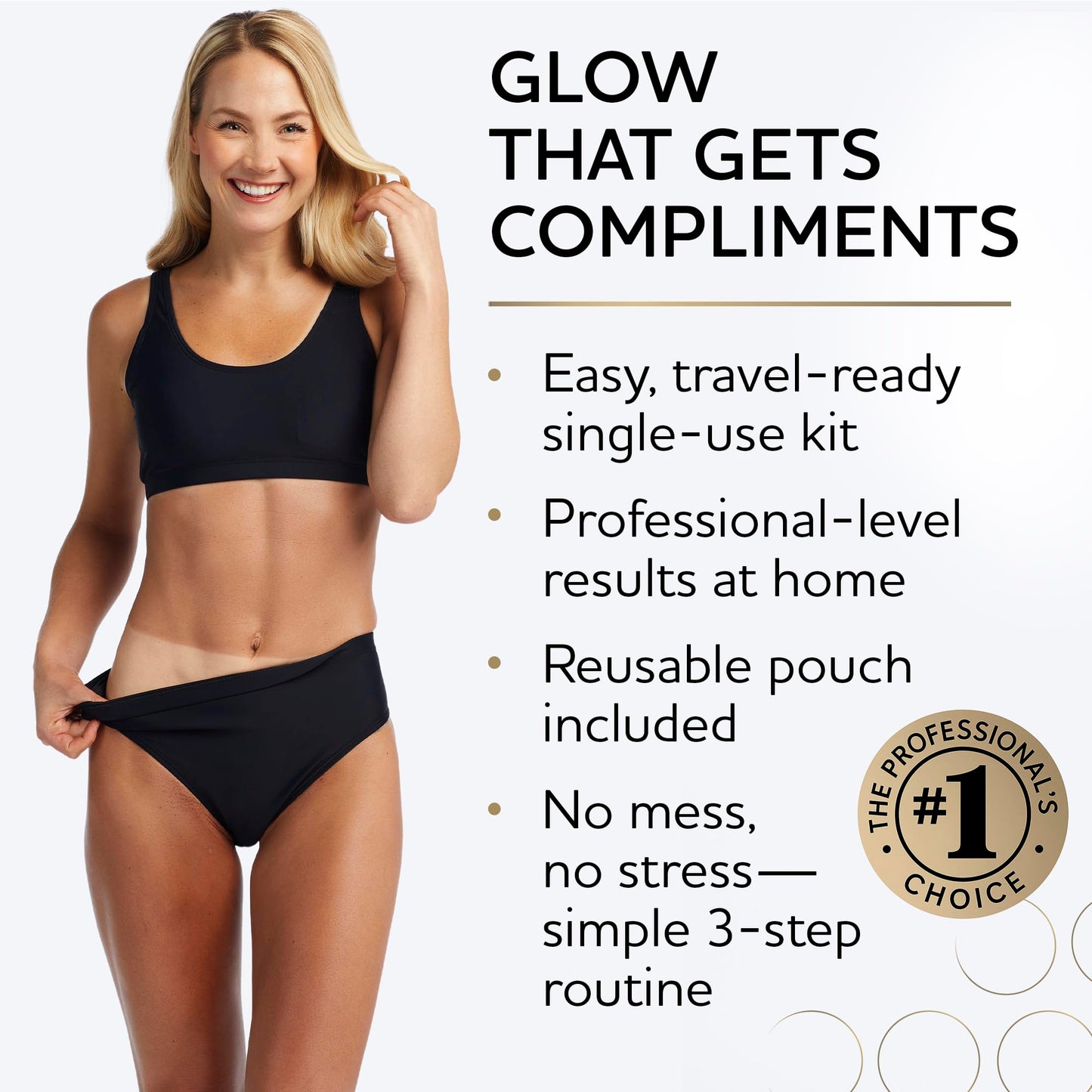 Norvell Glow System Trial Set – 5-Step Sunless Tanning Essentials with Exmitt, Primer, Cleanser, Body Butter & Prolong – Reusable Travel Pouch