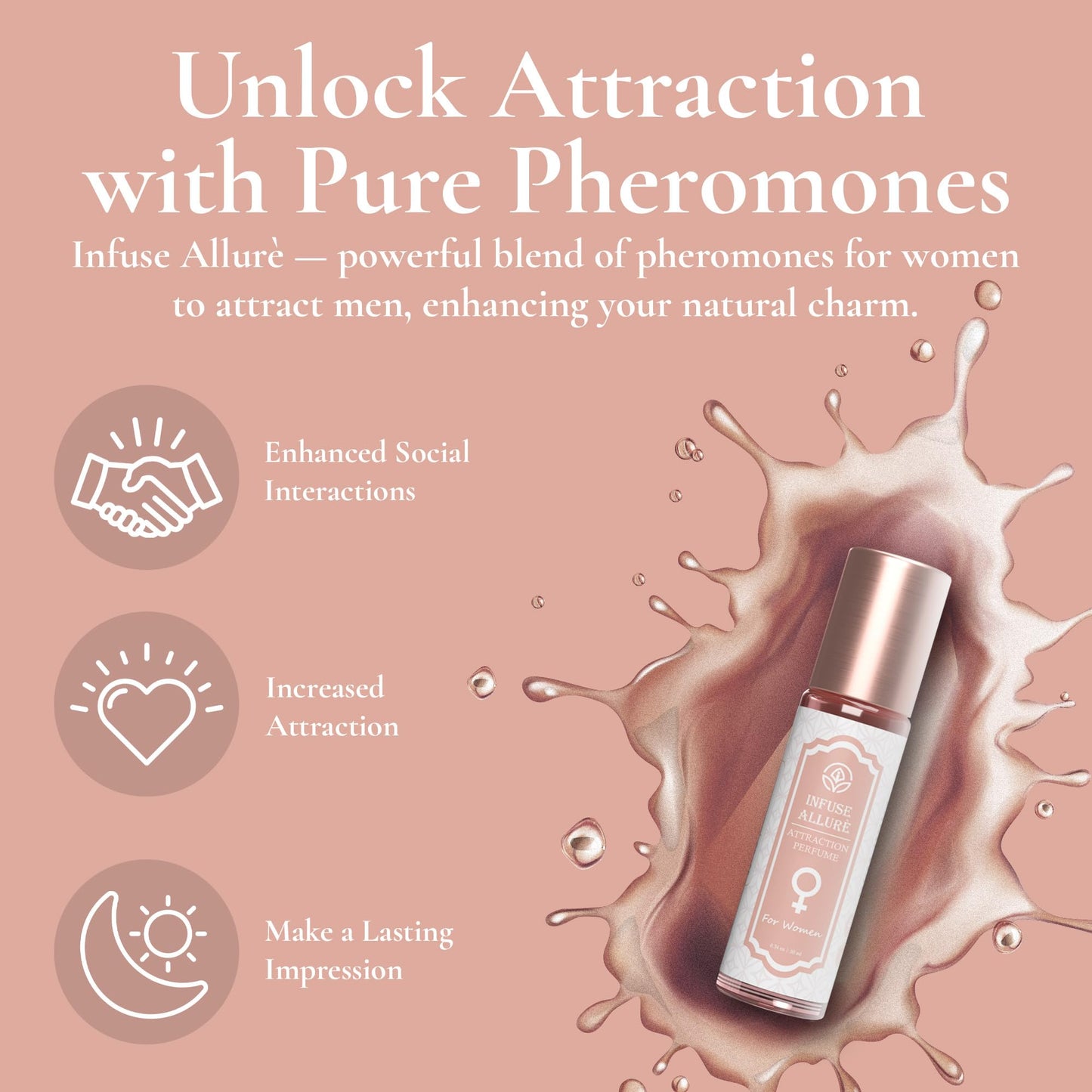 Premium Pheromones Perfume for Women – Alluring French Fragrance Sensual Elixir in Jojoba Oil Base with Androstenol, Androstenone & Pure Pheromones Long-Lasting Designed to Attract Men – 10ml/0.34oz