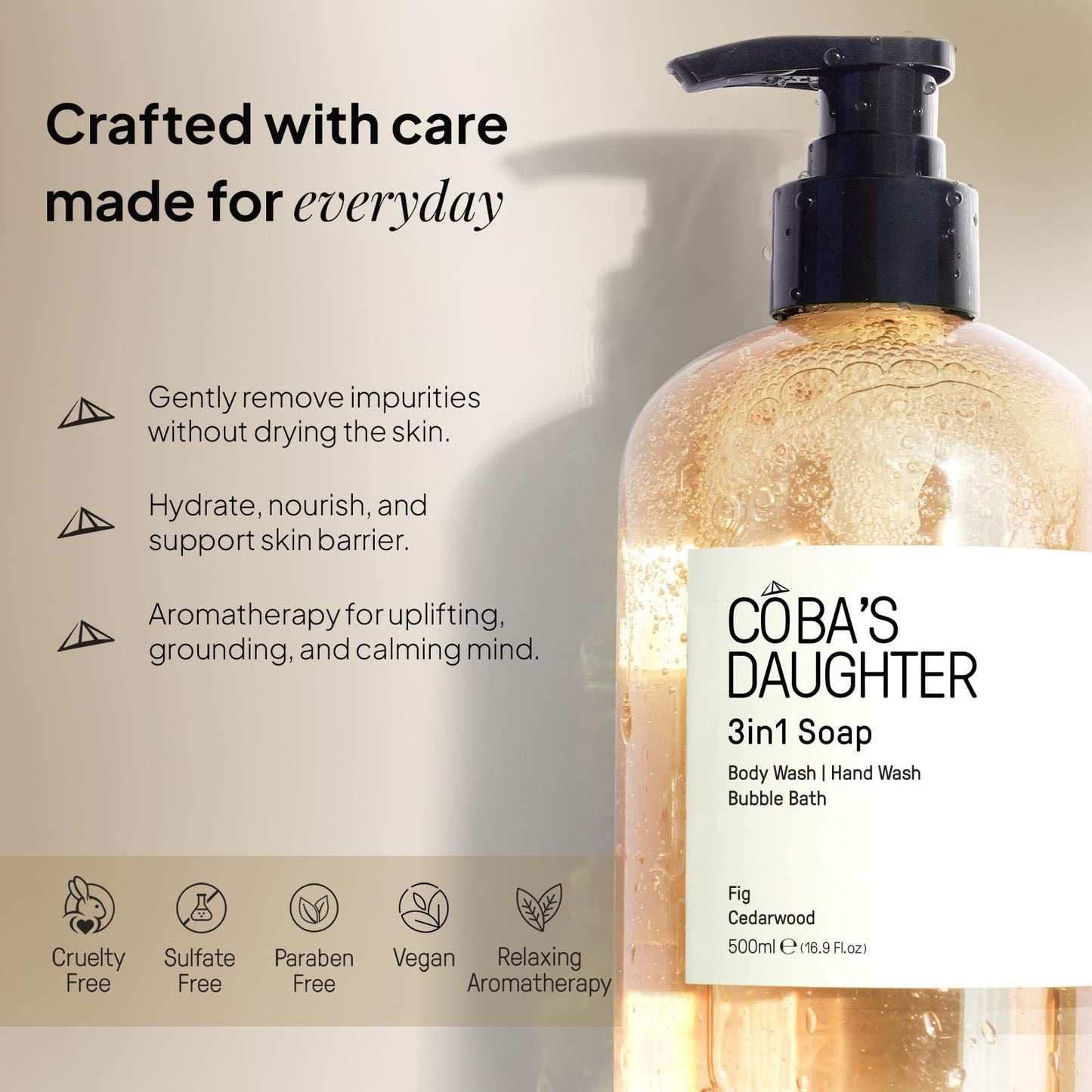COBA'S DAUGHTER 3-in-1 Soap | Bubble Bath, Body Wash & Hand Wash 16.9oz