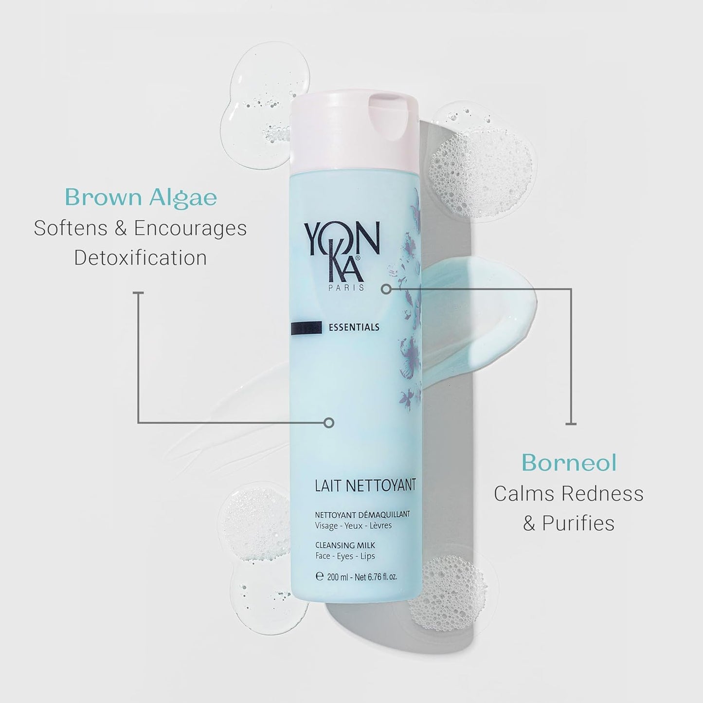 Yonka Gentle Milk Facial Cleanser - Daily Plant-Based Makeup Remover | All Skin Types, Paraben-Free