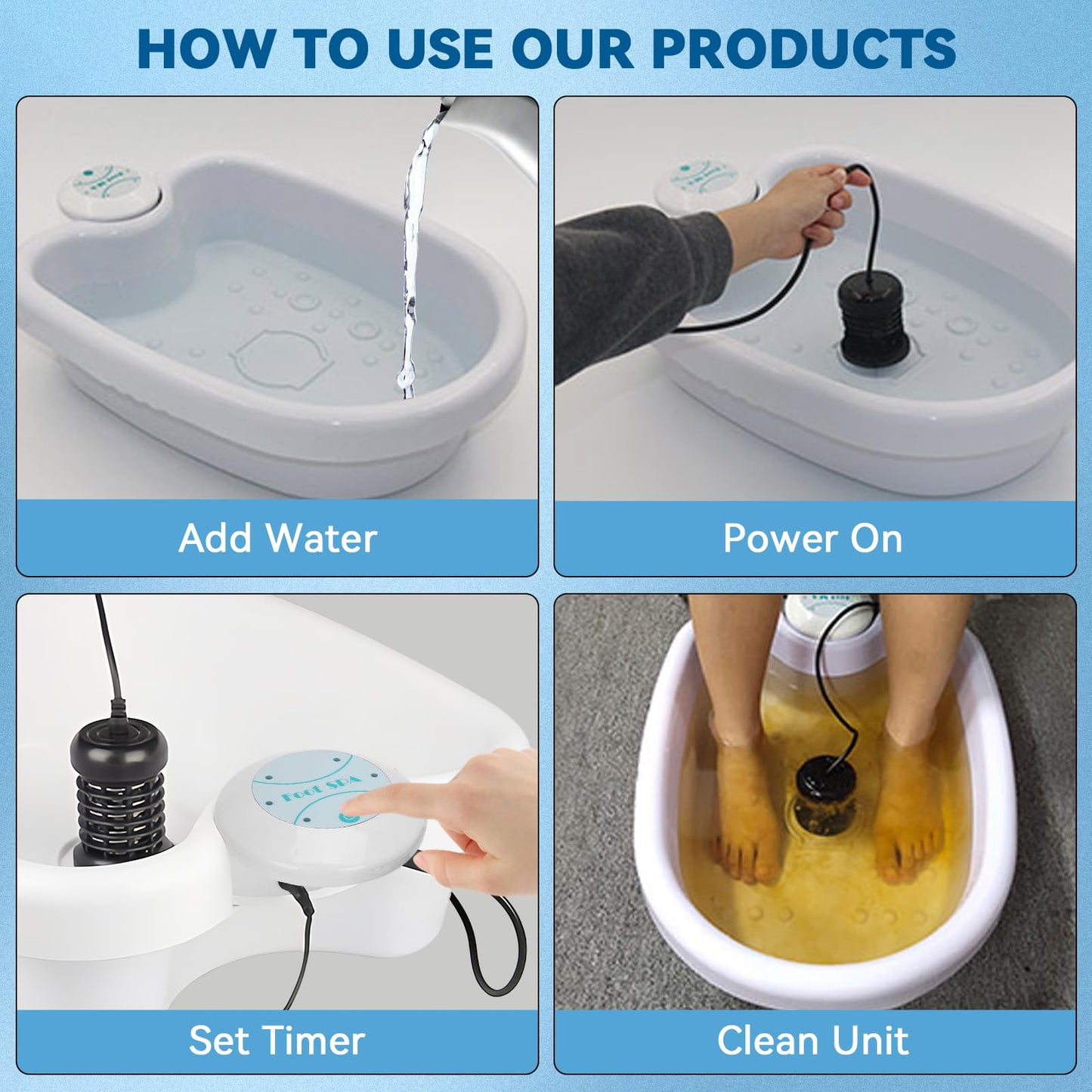 Pilipane Foot Bath Machine, Portable Foot Bath Machine, Foot Cleanse Foot Spa Machine for Home Use Spa Club Salon Travel