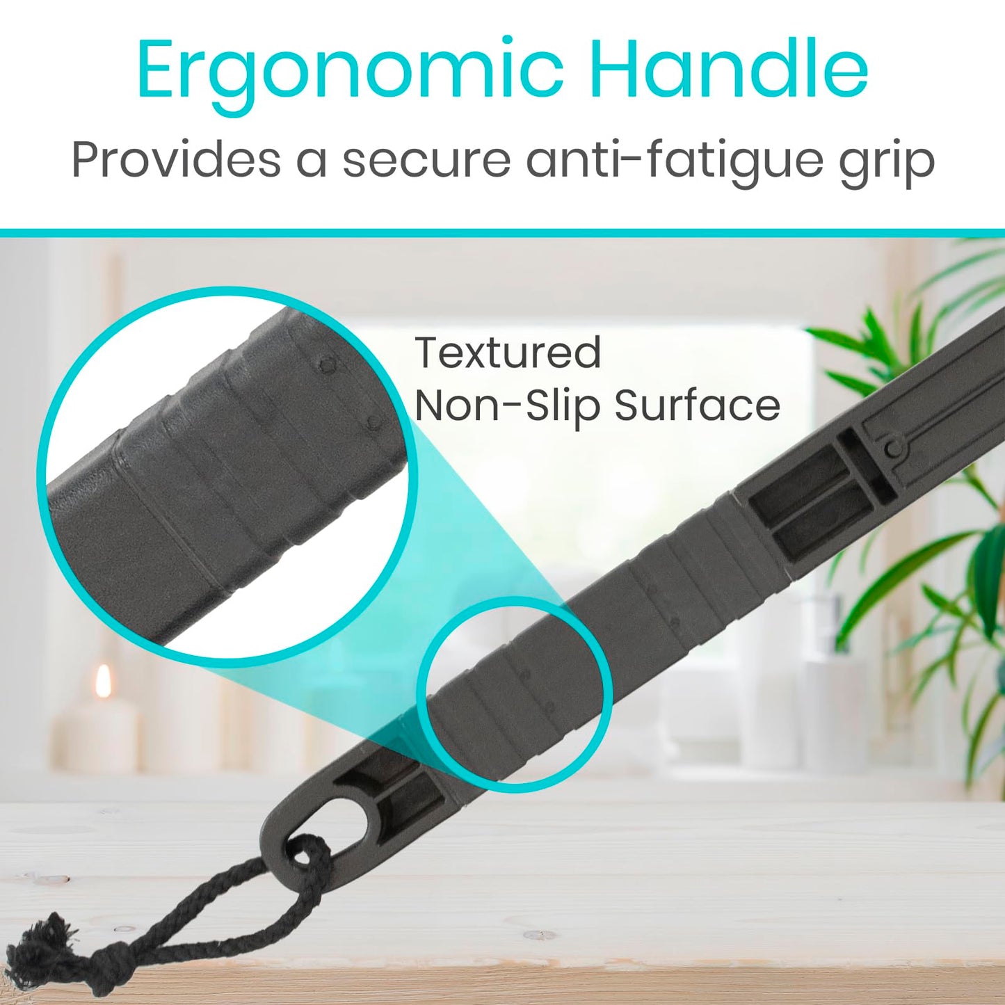 Vive Long Handled Loofah on a Stick - Mesh Back Sponge for Bath, Reusable w/Extra Pouf - Exfoliating Scrubber for Elderly & Disabled, Soft Loofa for Bathing Men & Women