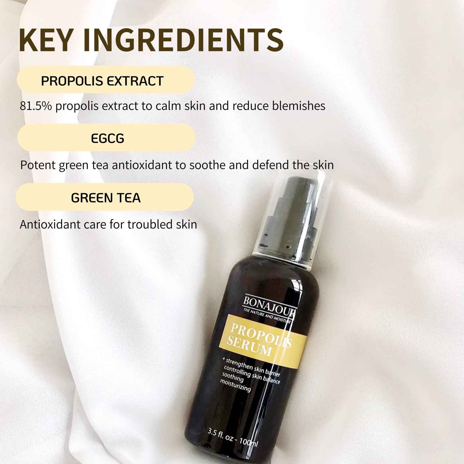 [BONAJOUR] Propolis Serum - The Best Natural Propolis Extract Soothing Gel For Sensitive Skin 3.5 fl.oz (anti-acne, moisturizing, soothing, nutrition)