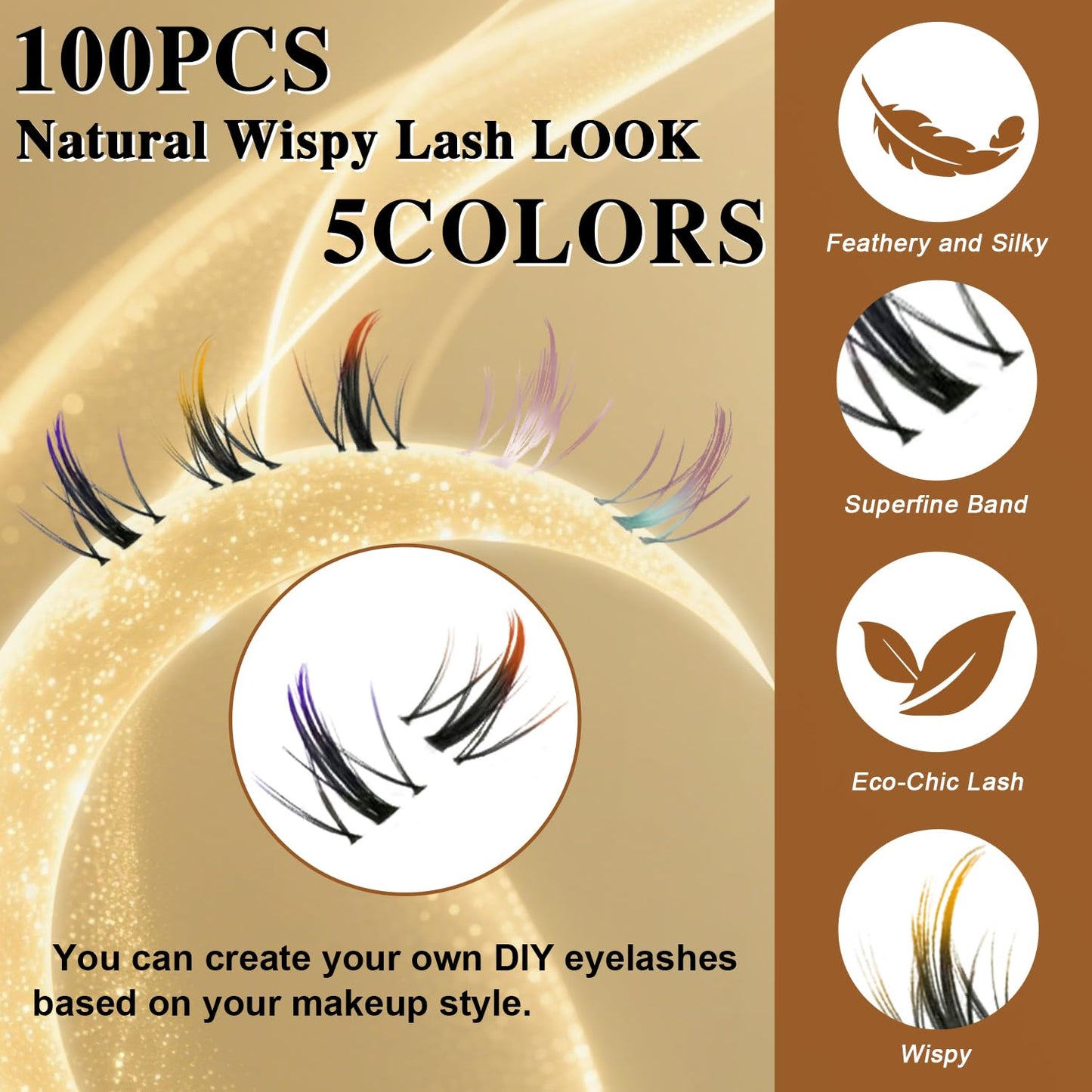 Gradient Color Cloud 100pcs False Eyelashes | 5 Stunning Gradient Styles with Adhesive & Tweezers