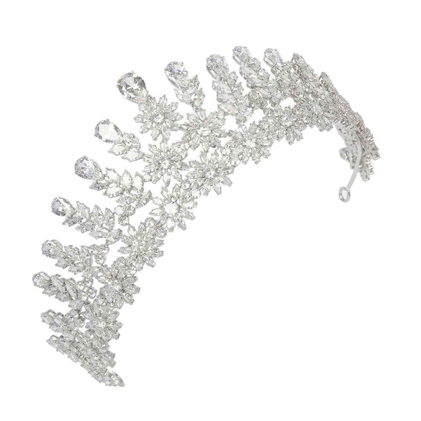 Sparkling Crystal Tiara for Wedding, Silver Zirconia Bridal Crown for Women, Elegant Princess Headpiece for Prom, Pageant, Quinceanera and Wedding Accessories