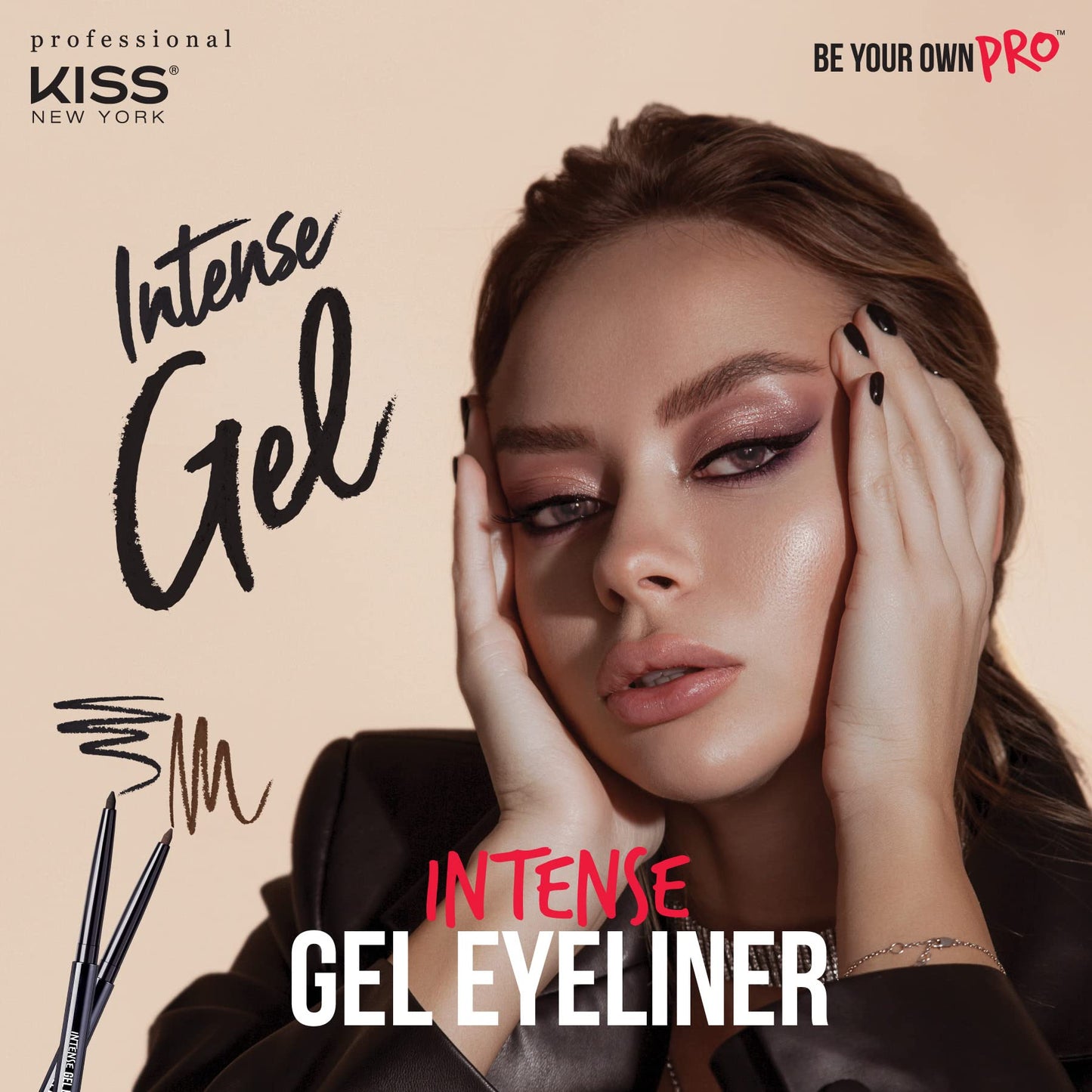 Kiss NEW YORK Pro Intense Gel Eyeliner with Built-In Sharpener, Waterproof, Smudge-Proof, Long Lasting Gel Eyeliner Pencil (Black)