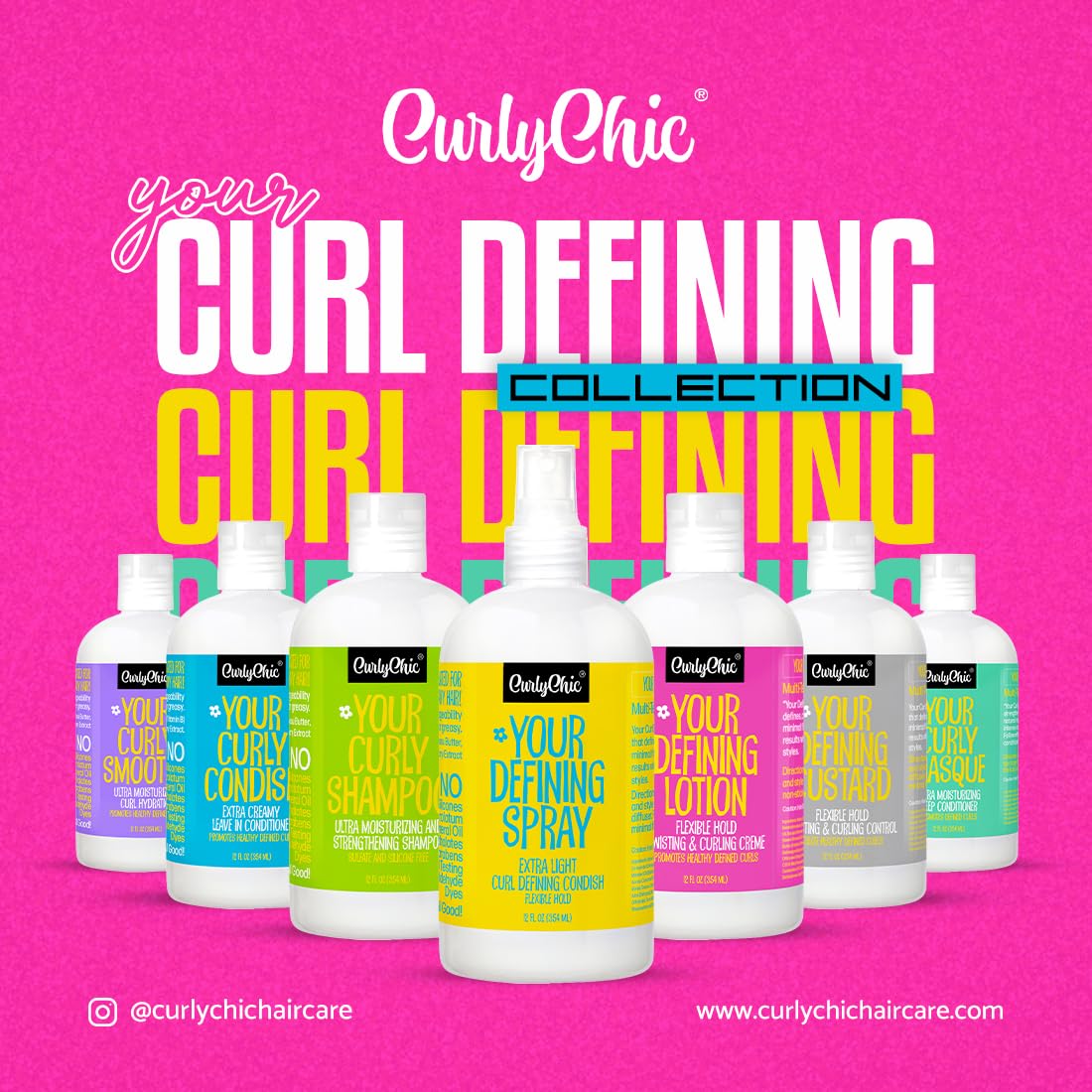 CurlyChic Curl Defining Custard - Moisturizing Styling Cream for Curly & Kinky Hair - 12 fl oz | Flake-Free, Long-Lasting Hold