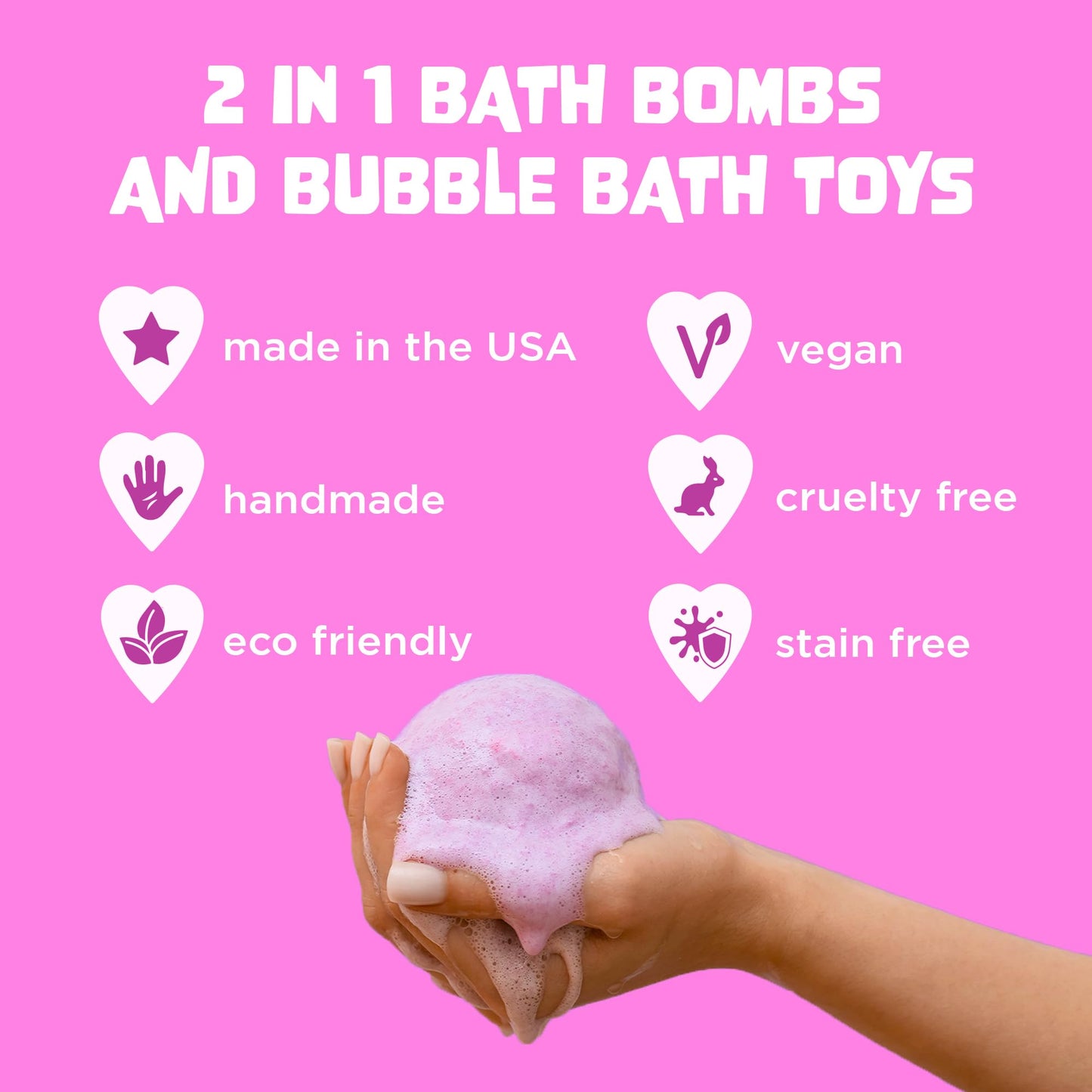 Unicorn Bath Bomb for Girls with Surprise Squishy Toys Inside, 1 Pack