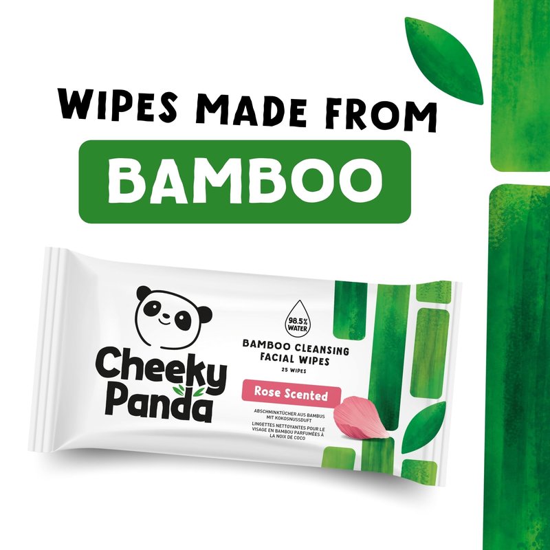 The Cheeky Panda Face Wipes | Rose Scented Biodegradable Makeup Remover Wipes | Pack of 25 Wet Wipes