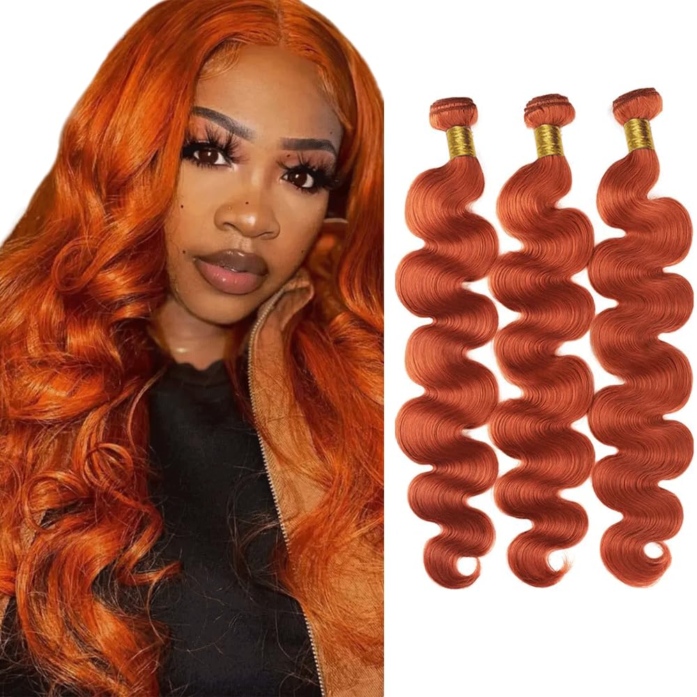14 16 18 Inch Color 350 Bundles Ginger Body Wave Human Hair Bundle 8A Grade Brazilain Orange Bundle Virgin Hair Color 350 Ginger Body Wave Bundles