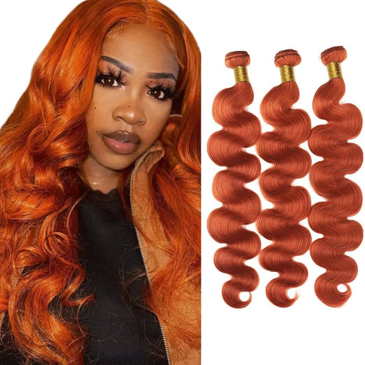 14 16 18 Inch Color 350 Bundles Ginger Body Wave Human Hair Bundle 8A Grade Brazilain Orange Bundle Virgin Hair Color 350 Ginger Body Wave Bundles