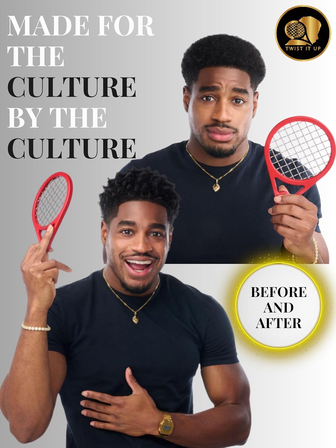 Twist It Up Comb Gel - Curl & Twist Enhancer for Black Men | Tennis Racket Design, Unity Black