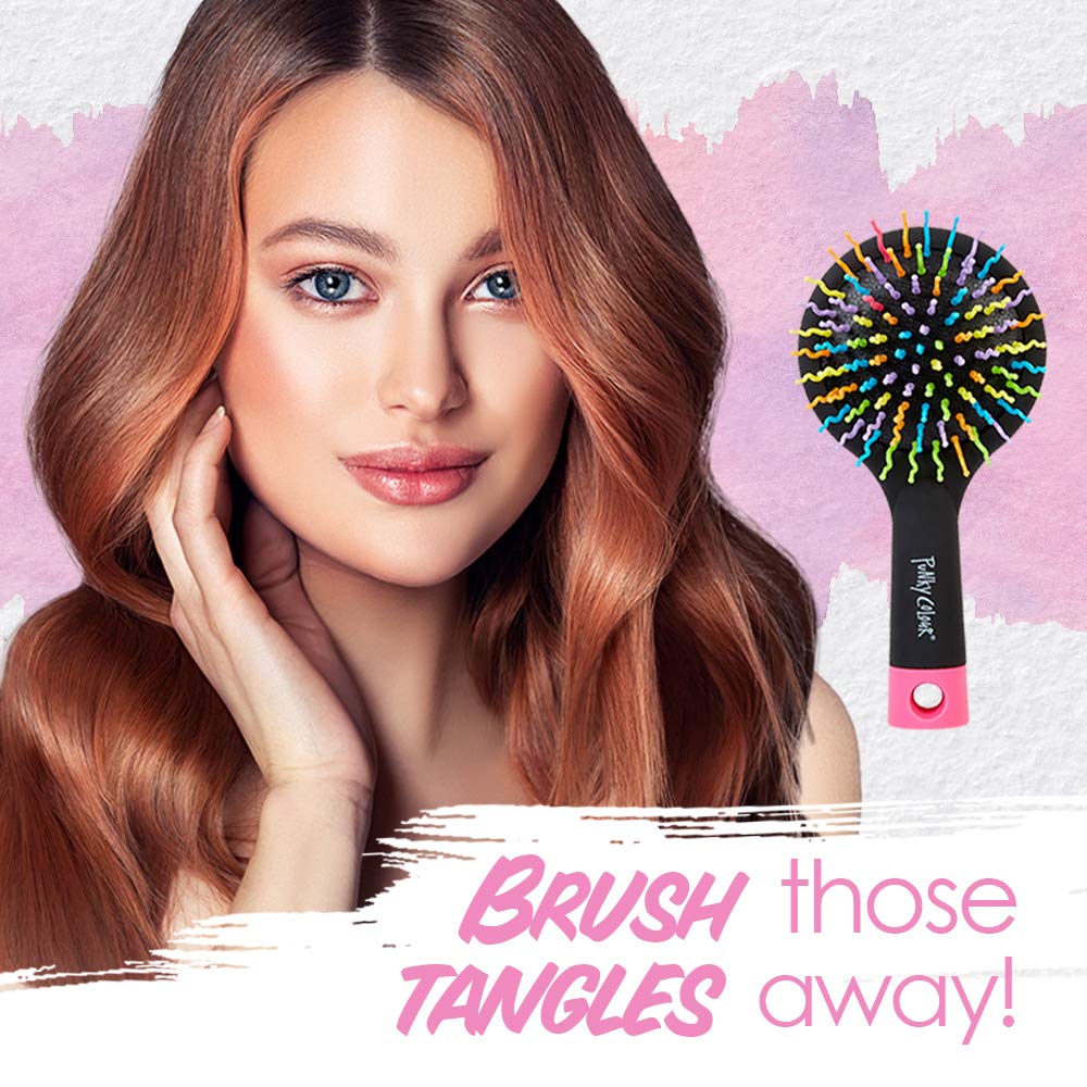 Punky Wet Brush Detangler Hair Brush with Mirror – Anti-Frizz Detangling Brushes for Wet & Dry Hair, Flexible Bristles, Toddler, Kids, Girls, Women