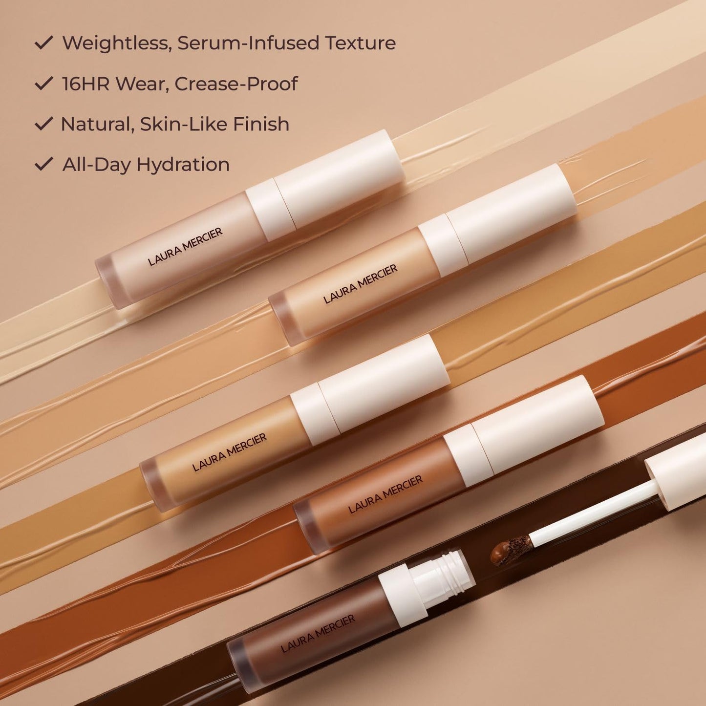 Laura Mercier Real Flawless Weightless Perfecting Serum Concealer, Long-Lasting, Waterproof, & Crease-Proof Wear, Buildable Coverage, Oil-Free, 1N1 - Light with neutral undertones