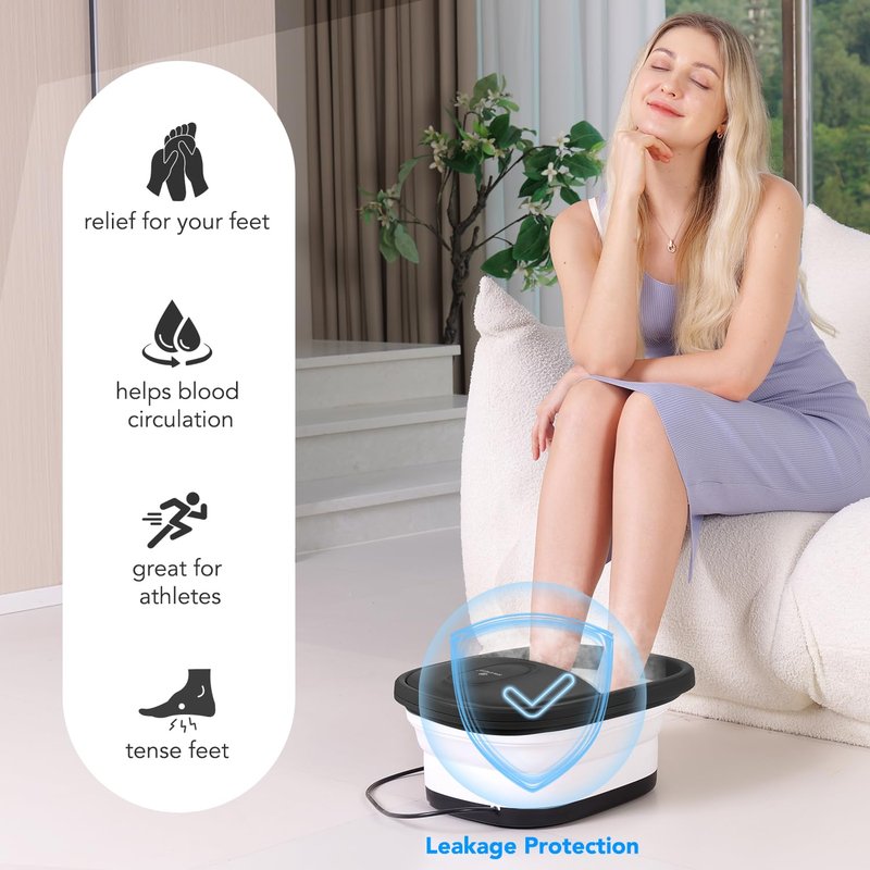 SPA4PIEDS Collapsible Foot Spa Bath with Heat and Massage Rollers, 10-in-1 Foot Spa Pedicure Kit, Bubble, Red Light, Water Jets, Feet Soaking Tub for Stress Relief & Soft Feet, Gift for Mom and Dad