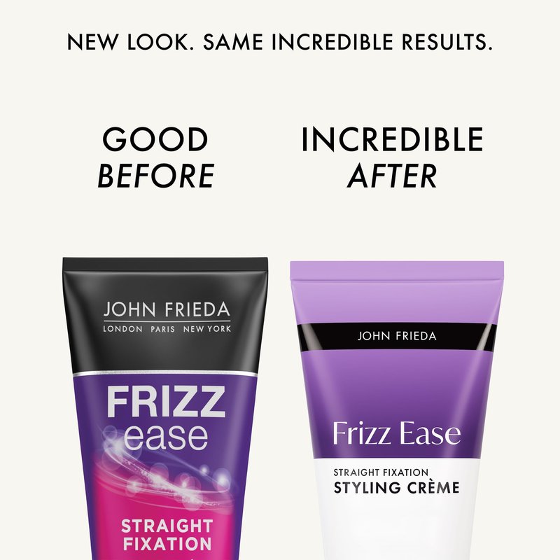 John Frieda Frizz Ease Straight Fixation Styling Crème, Straightens Frizzy Hair with Milk Protein & Almond Oil, Sleek & Frizz-Free, with ThermaGuard Heat Protection Against Damage, 5 Oz