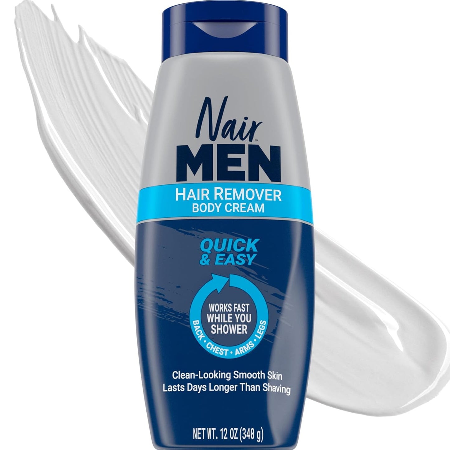 Nair Men Hair Remover Cream - Quick & Easy Body Hair Removal with Aloe | 12 Oz