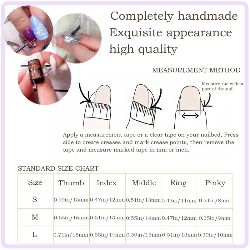 TENACIOUS & LOUCIA Handmade Press on Nails Long, Hand Made Nails Short,Fake Nails,Nails Press on,Press on,False Nails,Press on Nail kit LH59 L