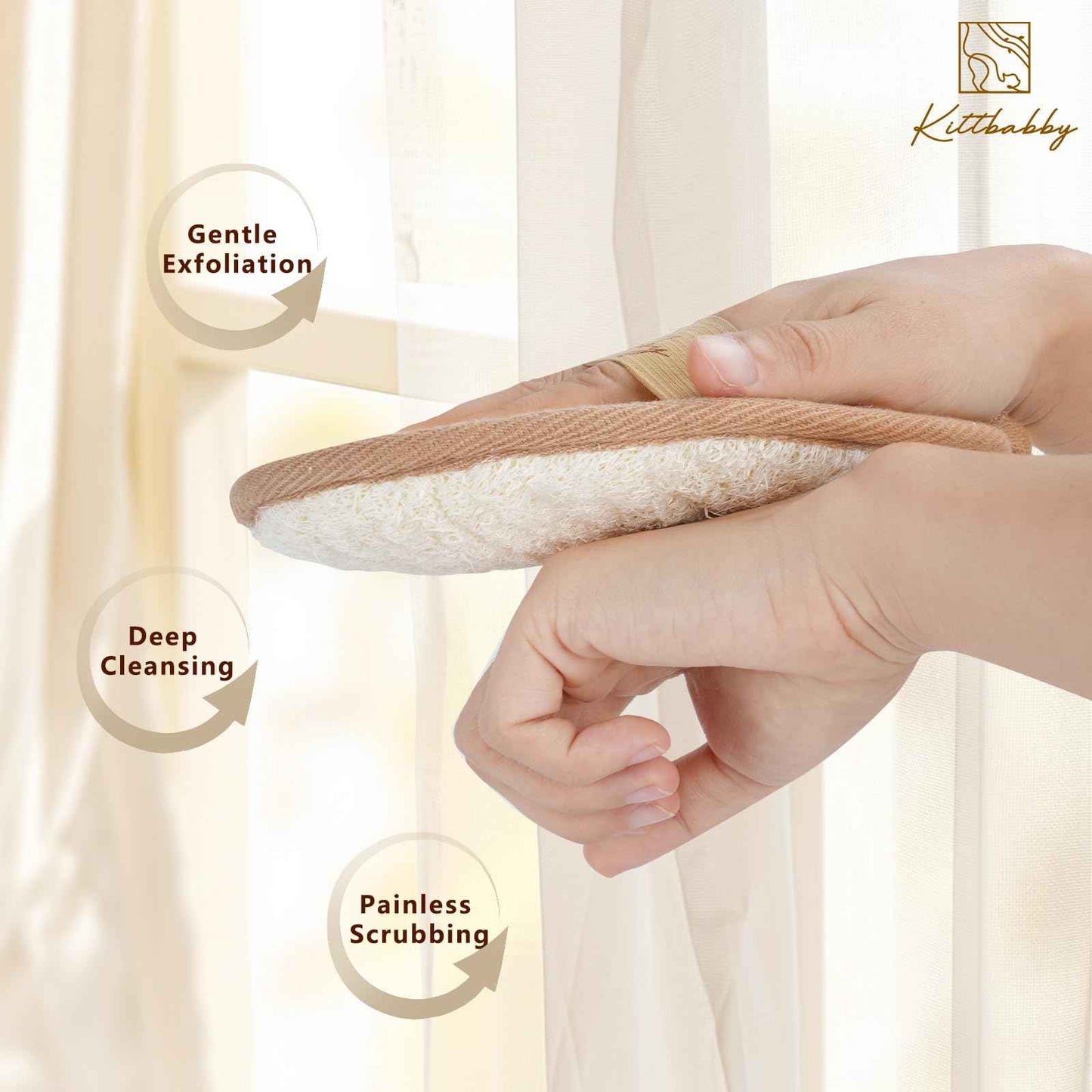 Natural Loofah Body Scrubber - Exfoliating Bath & Shower Sponge for Women, Men & Kids - Soft Facial & Back Scrub Pads - Eco-Friendly - Perfect Travel Gift Set for Family (3 Pack)