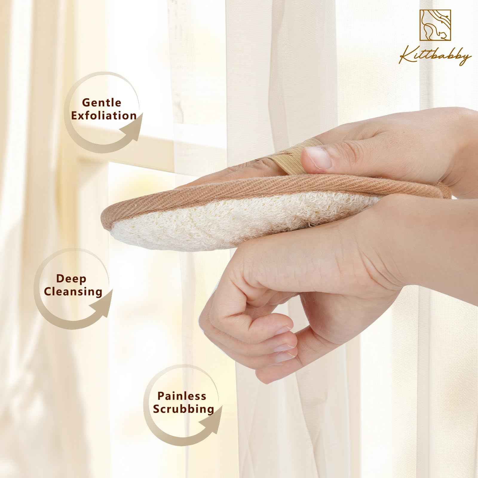 Natural Loofah Body Scrubber - Exfoliating Bath & Shower Sponge for Women, Men & Kids - Soft Facial & Back Scrub Pads - Eco-Friendly - Perfect Travel Gift Set for Family (3 Pack)