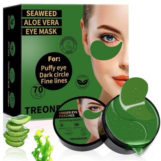 24K Gold Eye Masks for Dark Circles and Puffiness 70PCS, Under Eye Patches Gel Pads for Puffy Eyes Treatment w/Collagen, Caffeine, Peptides for Eye Bags Treatment, Gel Eye Mask Skincare