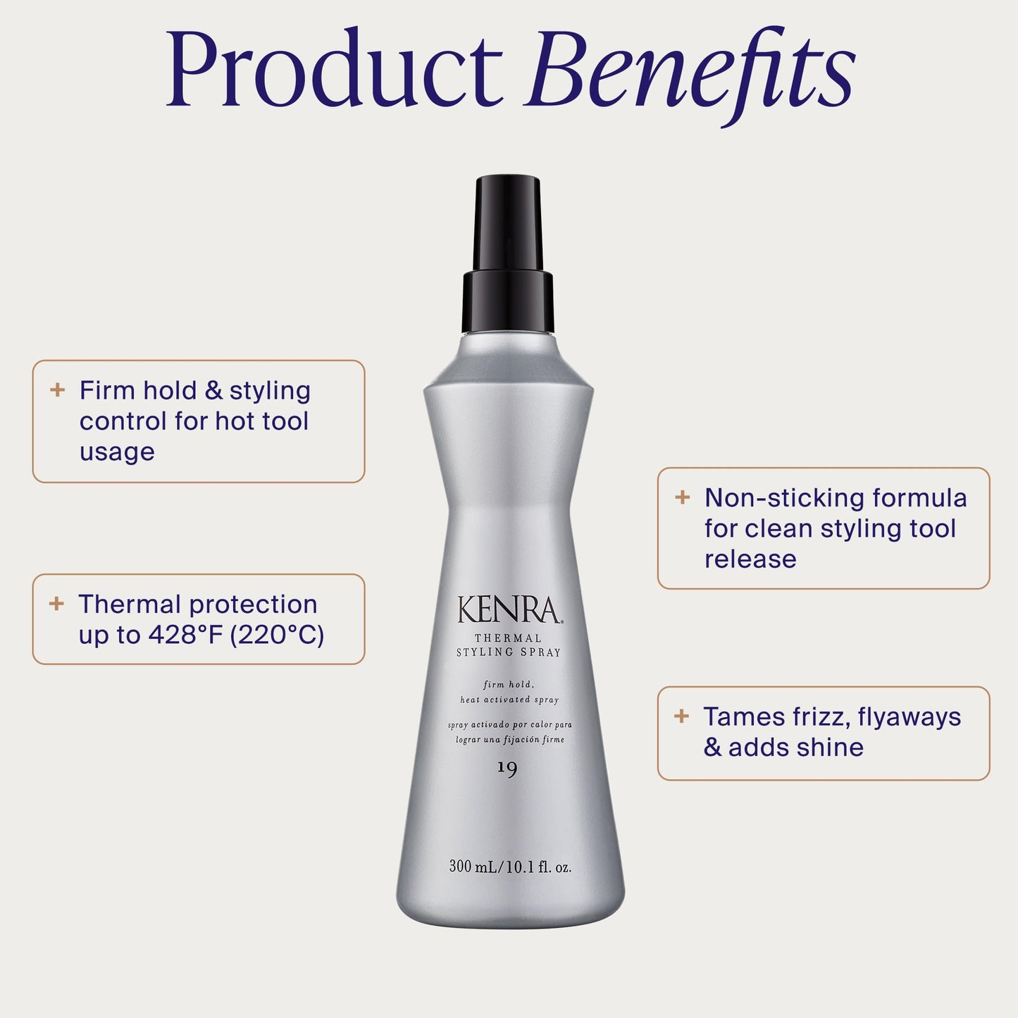 Kenra Professional Thermal Styling Spray 19 | Heat Protection | Firm Hold Heat-Activated | Tames Frizz, Flyaways & Adds Shine | All Hair Types | 10 fl. Oz