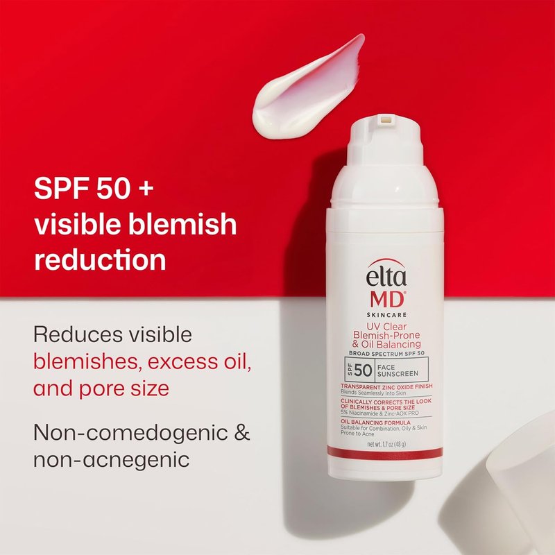 EltaMD UV Clear Sunscreen SPF 50 - Non-Comedogenic, Oil Balancing Formula for Blemish-Prone Skin