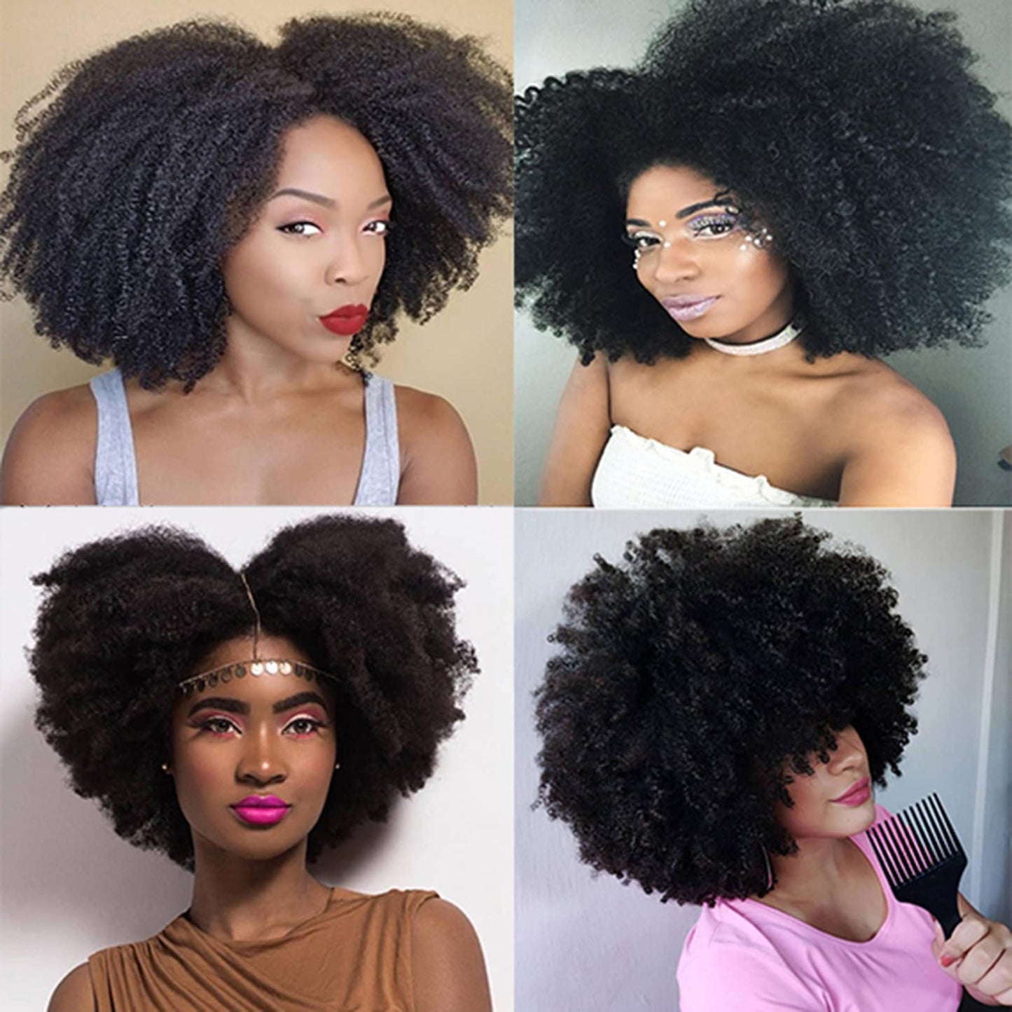 SAGA QUEEN Brazilian Human Hair Afro Kinky Curly Clip In Hair Extension 8pcs 120g/pck Brazilian Virgin Human Hair 4B 4C Afro Coily Clip In Hair Extension for Daily Use (12inch, natural black)