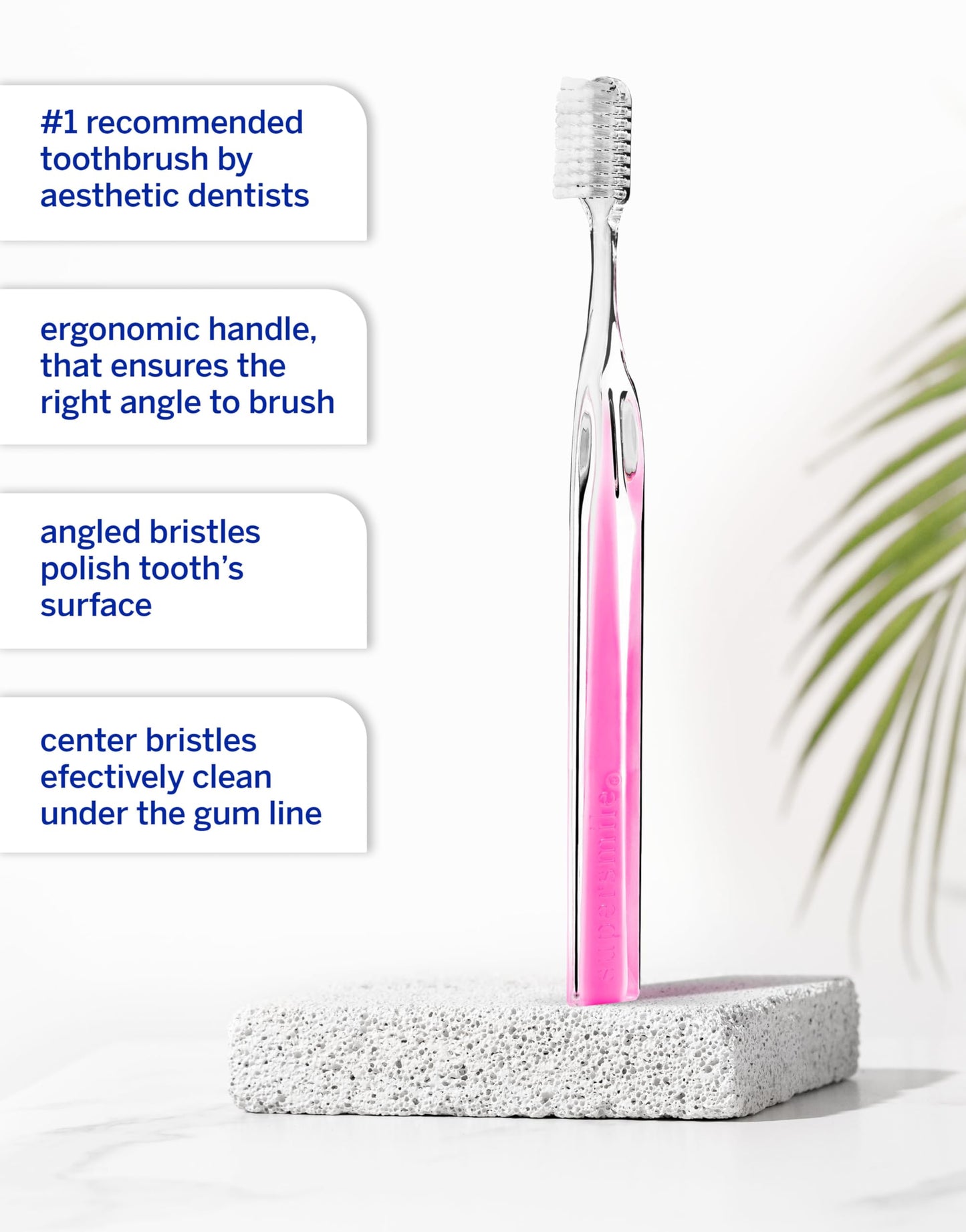 Supersmile Crystal Collection Toothbrush, Pink Diamond, Manual Toothbrush, Patented 45° Angled Soft Bristle Toothbrush with Dupont® Bristles, Ergonomic Handle for Sensitive Teeth, Safe for Veneers