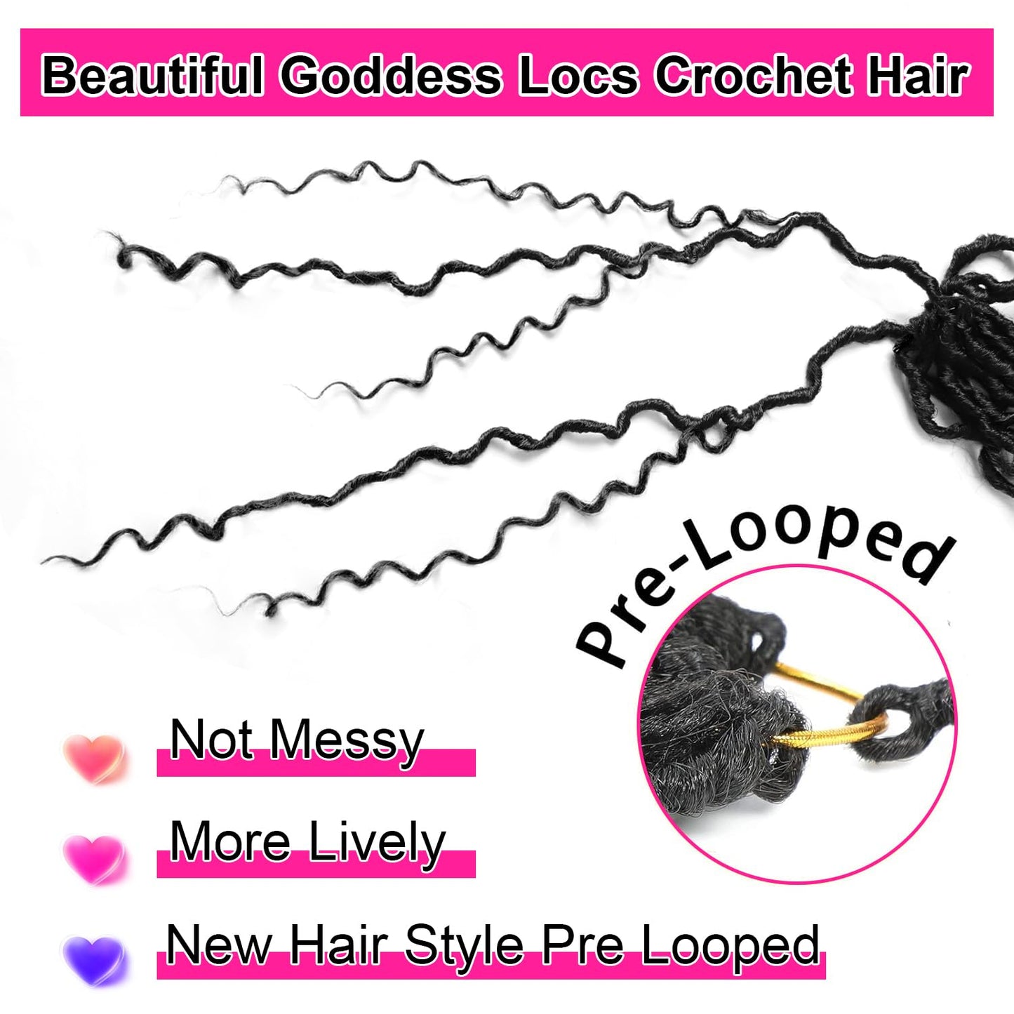 Violet Goddess Locs Faux Locs Crochet Hair 6 Packs 18 Inch Crochet Braids With Curly Ends Synthetic Hair Extension(1B)