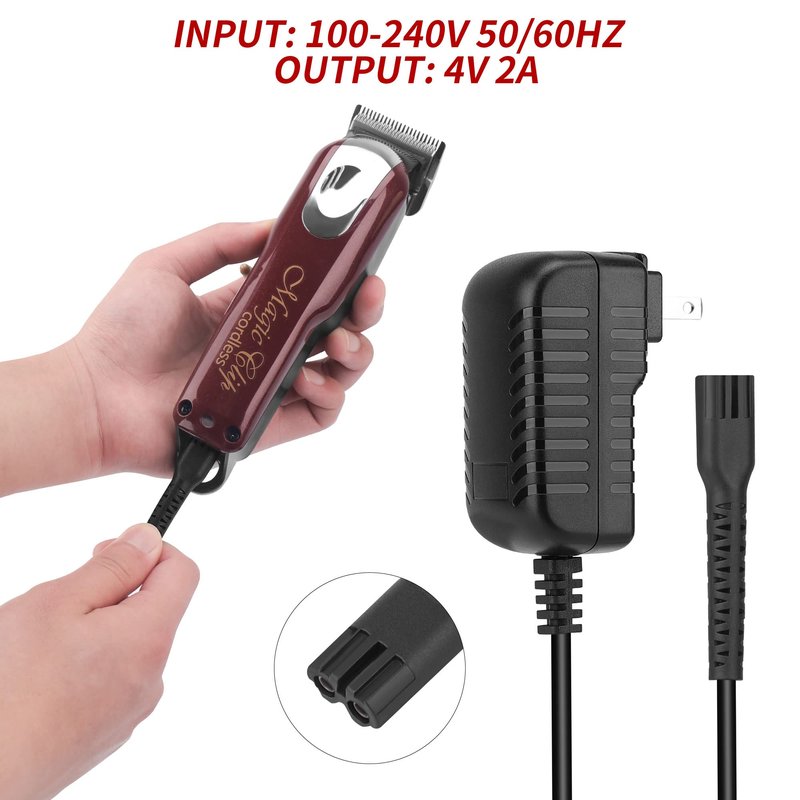Anrom 4v Clipper Charger Cord,for Wahl Clipper Cordless Charger, Suitable for All Wahl Magic Clip Senior Sterling-4 Designer 8148/8591/8504 (new and Old Versions)