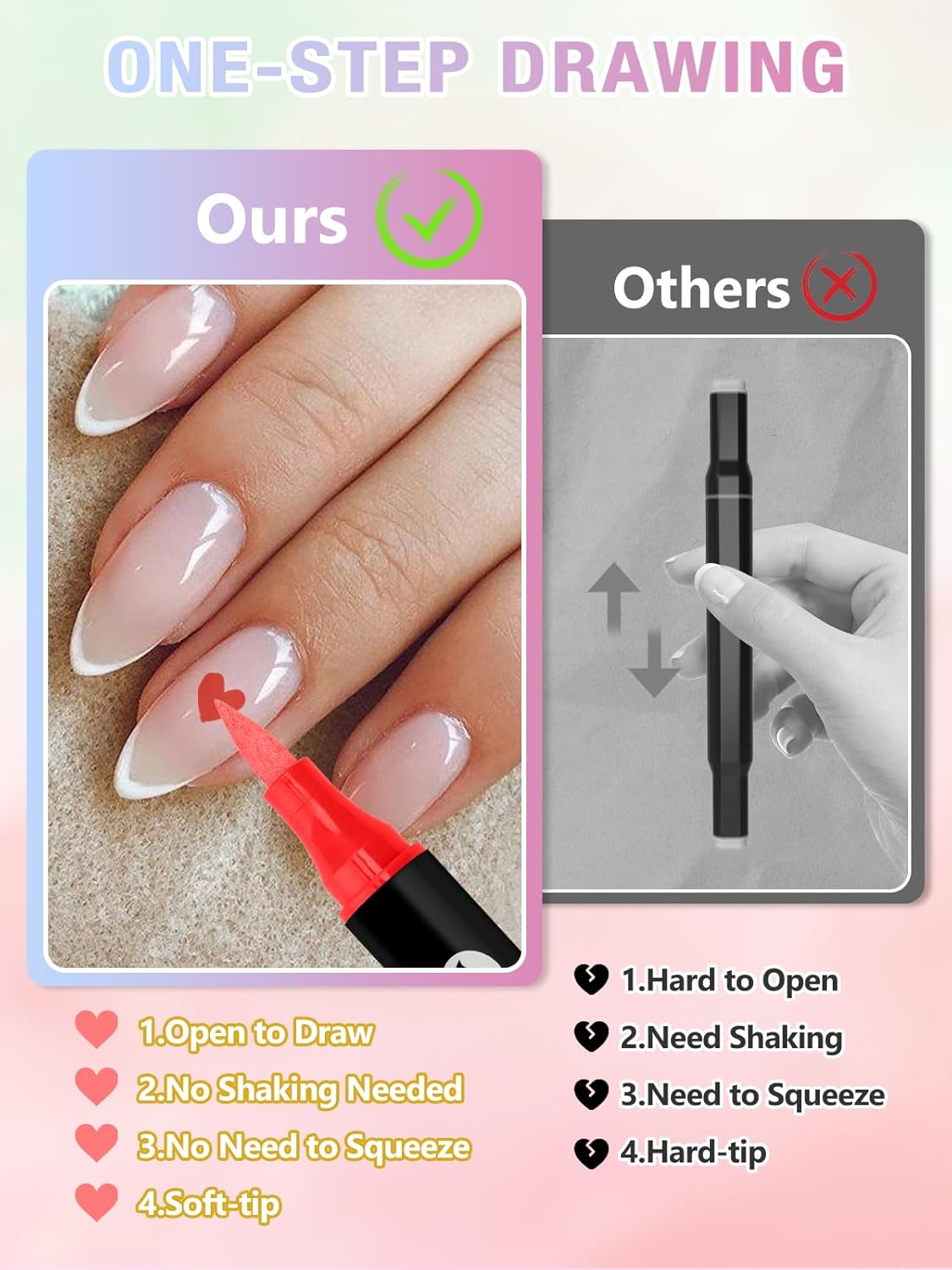 Nail Art Pens Set - 48 Colors 3D Acrylic Quick-Drying Dual-Tip Dotting Liner | 24 Count for Home & Salon DIY