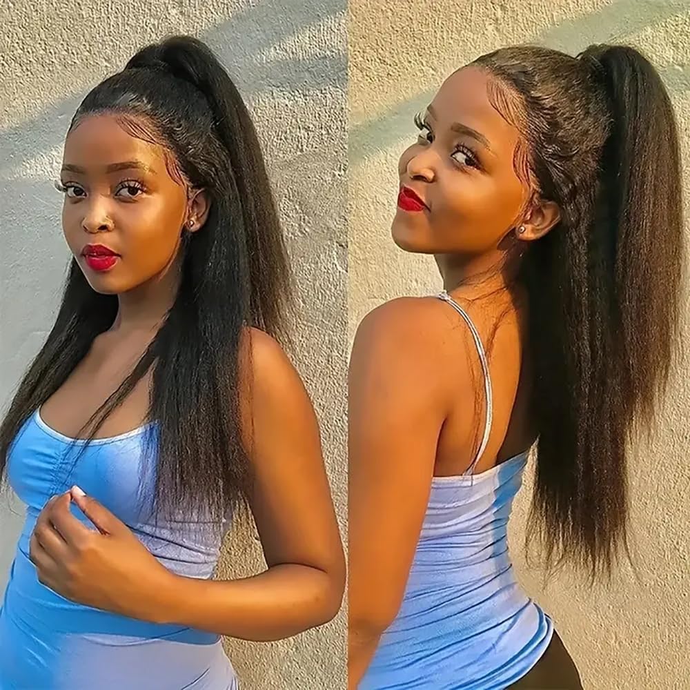 Yijimei Kinky Straight Human Hair Bundles Yaki Straight Human Braiding Hair 100g 22 Inch Human Hair Bundle 100% Unprocessed Brazilian Virgin Hair Natural Black