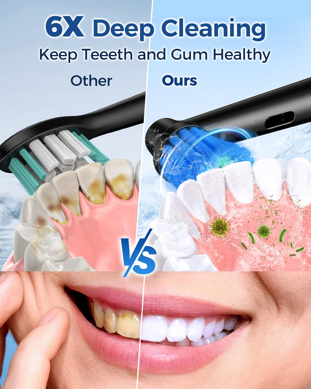 TEETHEORY Rotating Electric Toothbrush for Adults with 8 Brush Heads, Sensitive Gum Care Electric Toothbrush with 3 Modes and 2 Min Smart Timer, Rechargeable Last 60 Days (Black, 1 Count)