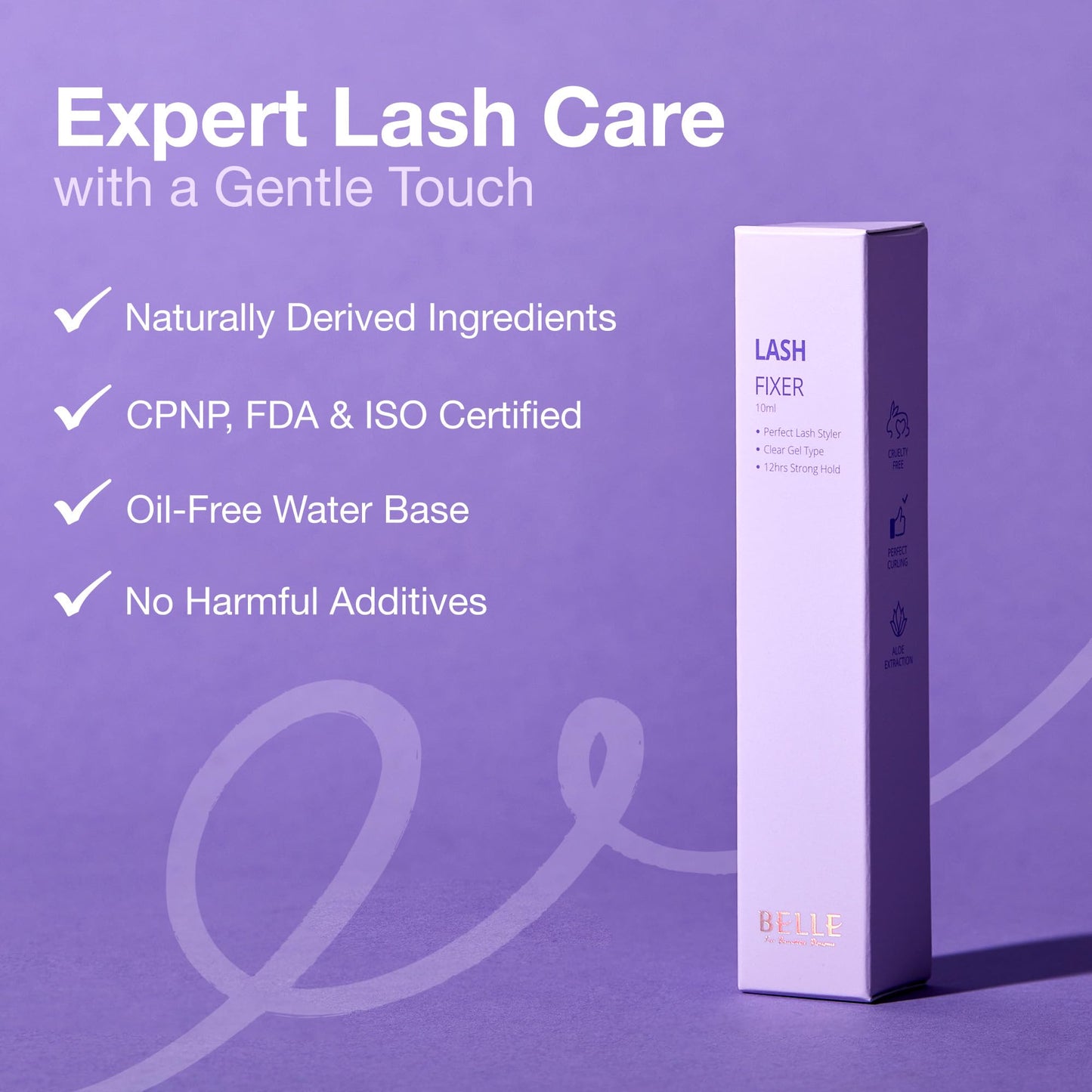 BELLE Lash Fixer – Nourishing Lash Serum & Fixer, Long-Lasting Curl, Smudge-Free, Lightweight Daily Lash Care, Gentle Formula, Cruelty-Free, 10ml / 0.34 fl.oz