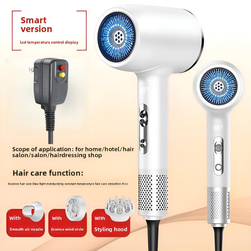 Hair Dryer Essence Hair Care Professional, LCD Temperature Display, 110V, 3 Speed Settings- White