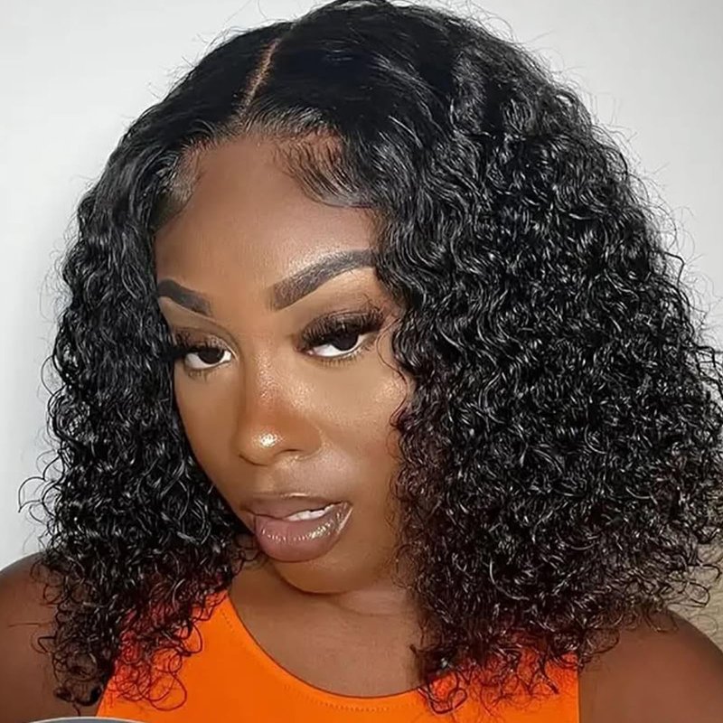 SODLIS Lace Closure Wigs Human Hair Pre Plucked with Baby Hair Brazilian Virgin Deep Wave Lace Front Wigs for Black Women Hair Wigs Natural Color (10 Inch)