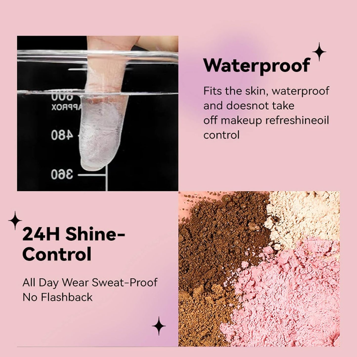 Translucent Shimmer Setting Powder - Waterproof Oil Control | Long-Lasting Face Highlighter for All Skin Types