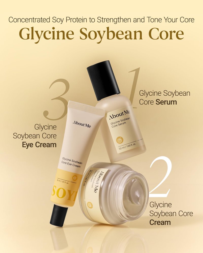 About Me Korean Soy Protein Face Cream - Glycine Soybean Core Moisturizer with 13 Peptides, Hydrolyzed Soy + Niacinamide + Hinoki + Cocoa, Skin Density Firming, Vegan Fragrance-Free, 2.87 fl oz