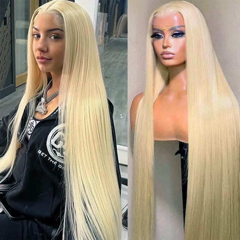 Lovestory #613 Lace Front Wigs for Black Women Long Straight Pre Plucked Synthetic Lace Front Wigs Glueless Blonde Lace Frontal Wigs Natural Hairline with Baby Hair(30Inch)