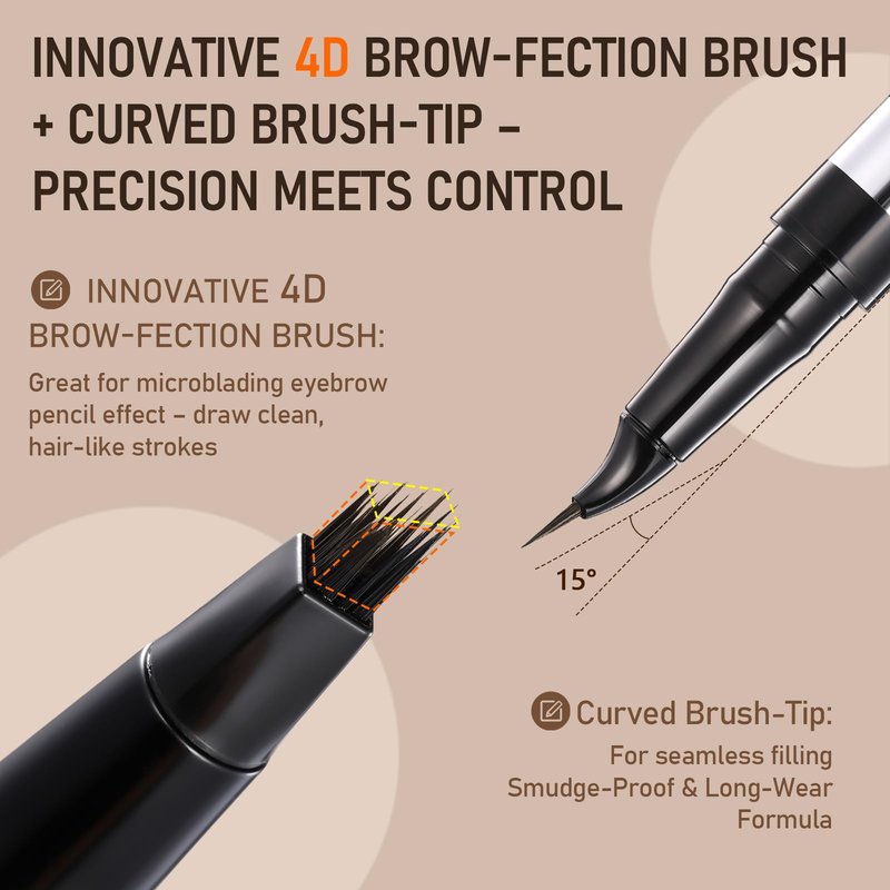 Blonde Color Dual-Ended Microblading Eyebrow Pencil for Women, 2 in 1 Liquid Eyebrow Pencil with Curved Tip and 4D Brow-Fection Microblading Pen, Shaped Fill HairLike Waterproof Eyebrows 01
