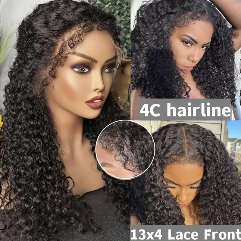 Uioxvn Glueless Wigs Human Hair Pre Plucked Pre CutLace Front Wigs for Black Women 180 Density WaterWave Bob wig Human Hair Curly wig (12 lnch)
