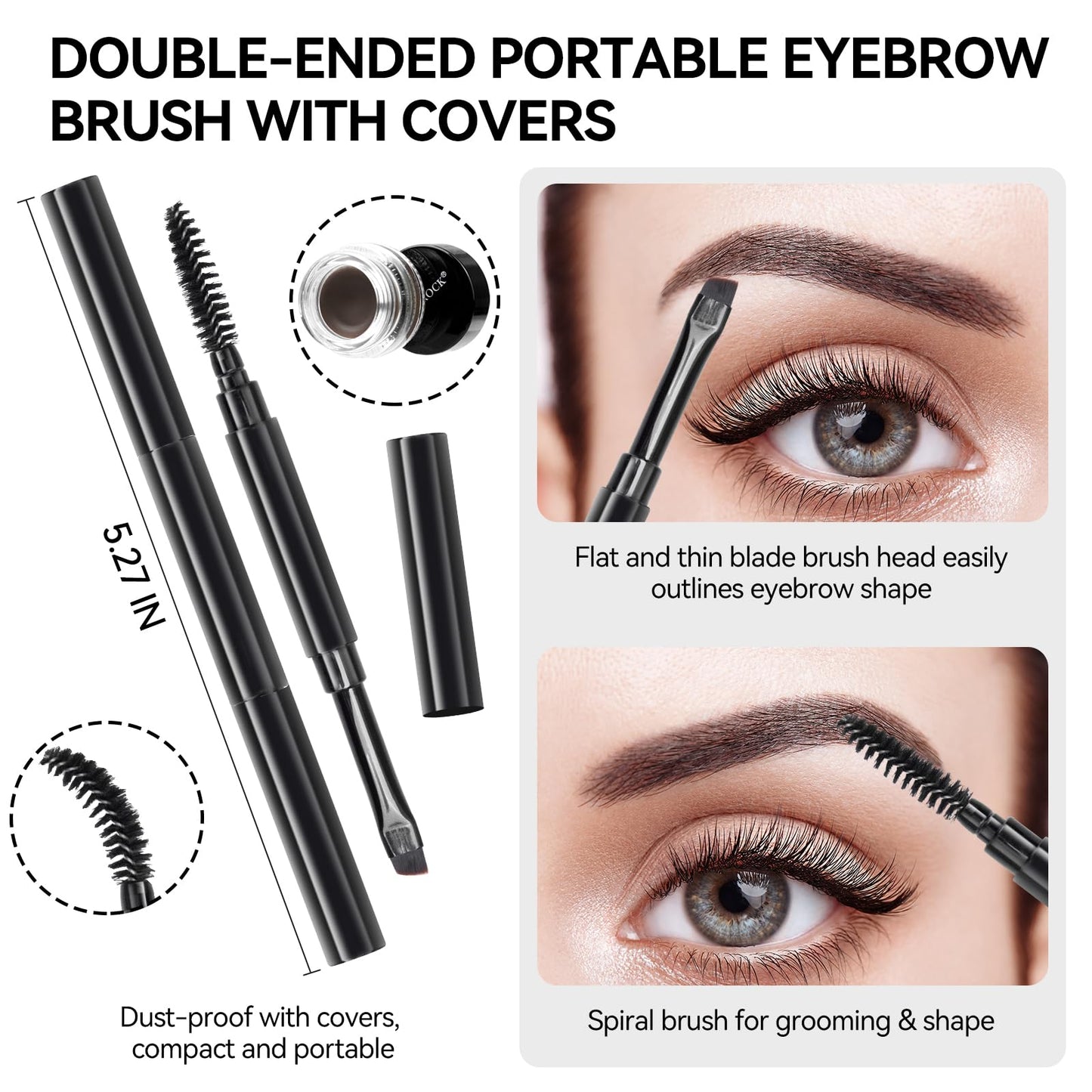 Cosmetics Pigment Activator,Mixing Liquid Eyebrow Pomade Pencil Kit for Eyebrows Makeup, with Waterproof Eyebrow Pencil,Dual-ended Eyebrow Brush,Eyebrow Pomade-Dark Brown