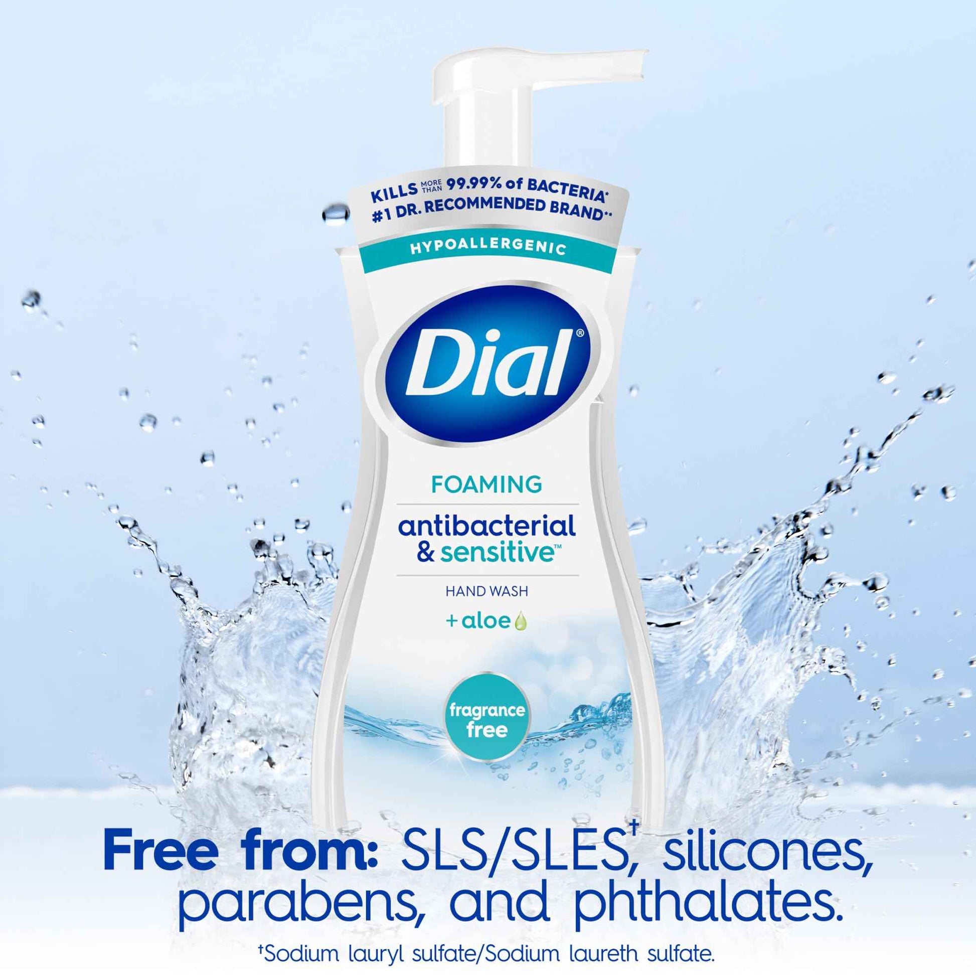 Dial Antibacterial Defense Foaming Hand Soap + Aloe, Fragrance Free, 7.5 Fl Oz (Pack of 6), Dermatologist-Tested Hand Wash, Gentle on Skin