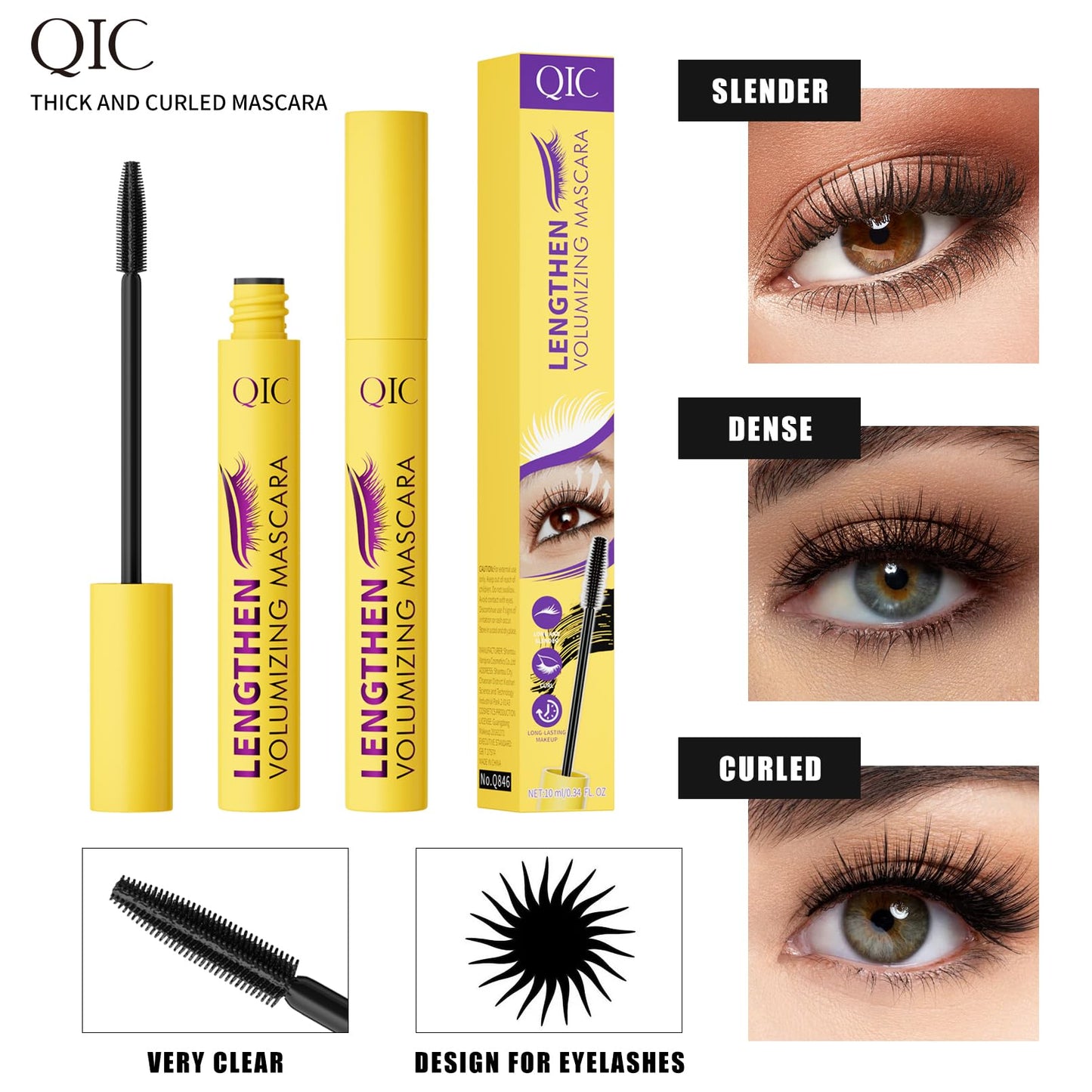 Volumizing & Lengthening Mascara - Waterproof, Smudge-Proof, Buildable Formula for Clump-Free Lashes - Adds Natural Volume & Length - Sweatproof, Long-Lasting, Curling - Easy to Apply (Brown)