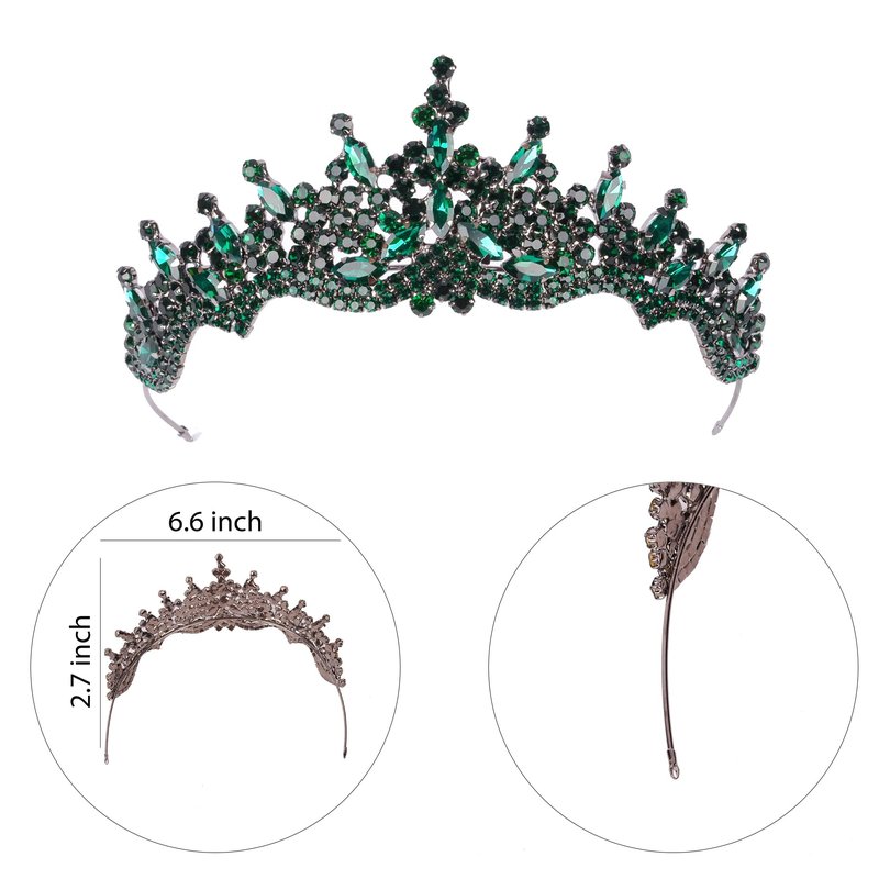 LIMELIA Women's Tiara for Henna Wedding Party|Glitter Hair Accessories for Bridal Birthday Pageant Prom Halloween Cos-play Christmas Party|Dence-Green