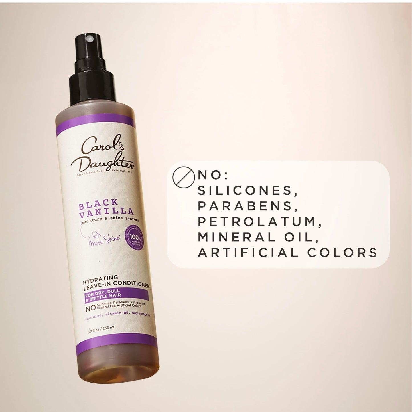 Carol's Daughter Black Vanilla Leave In Conditioner for Curly, Wavy or Natural Hair, Moisturizing Hair Care for Dry, Dull or Brittle Split Ends, 8 Fl Oz